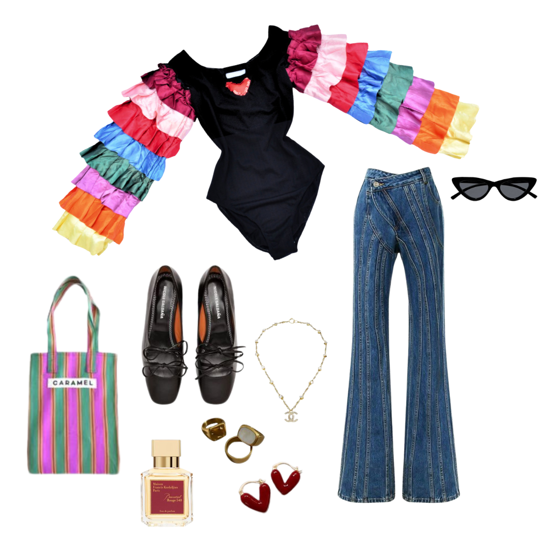 Bodysuit groovy con mangas multicolor
