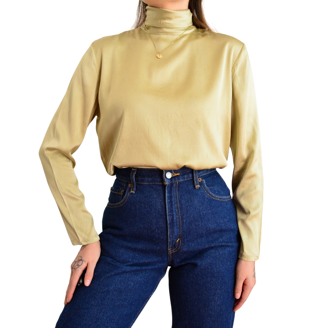 Blusa champagne de seda