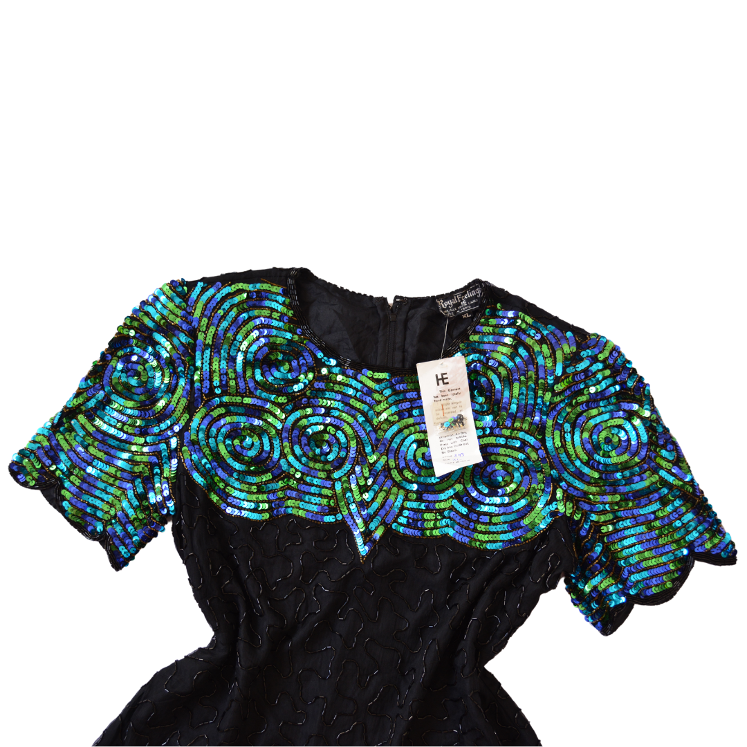 Blusa de seda 80s con lentejuela y canutillo