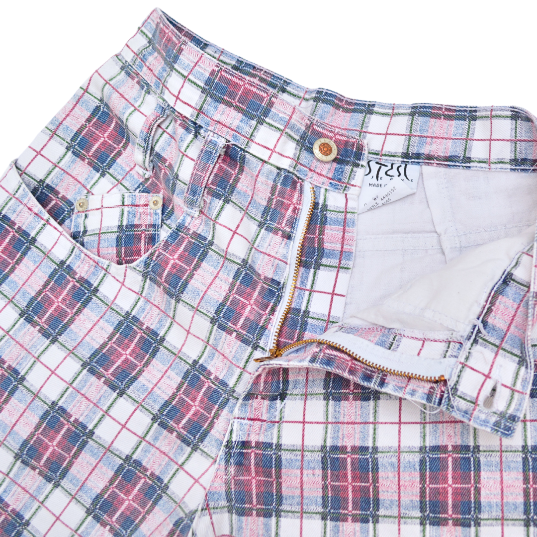 Momshort Steel Jeans Plaid 80s