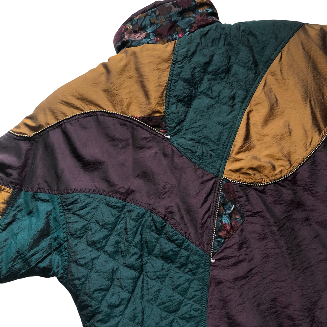 Chamarra 80s bomber patchwok floral