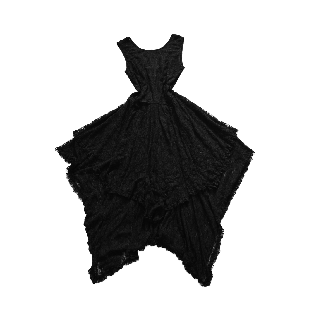 Vestido negro de encaje asimetrico
