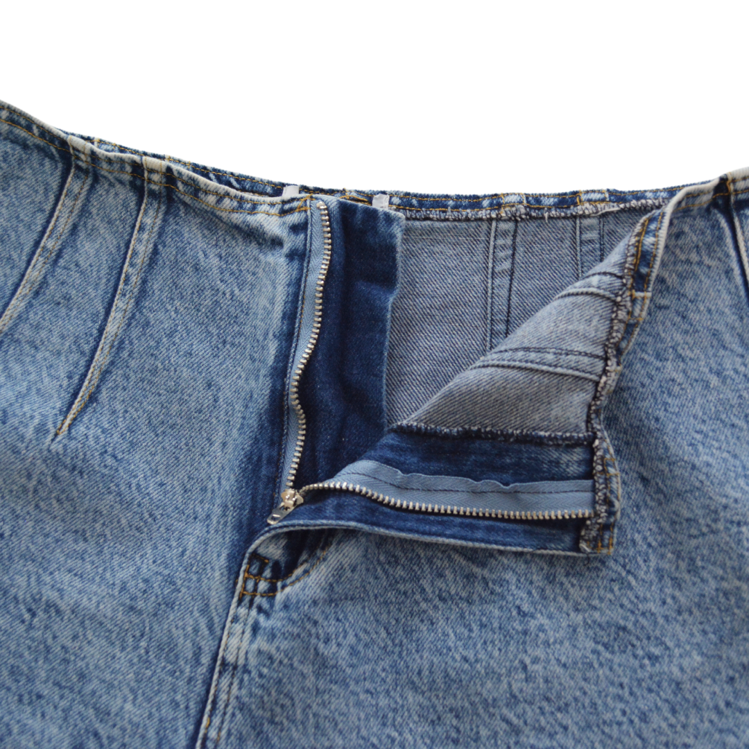 Short denim tiro alto
