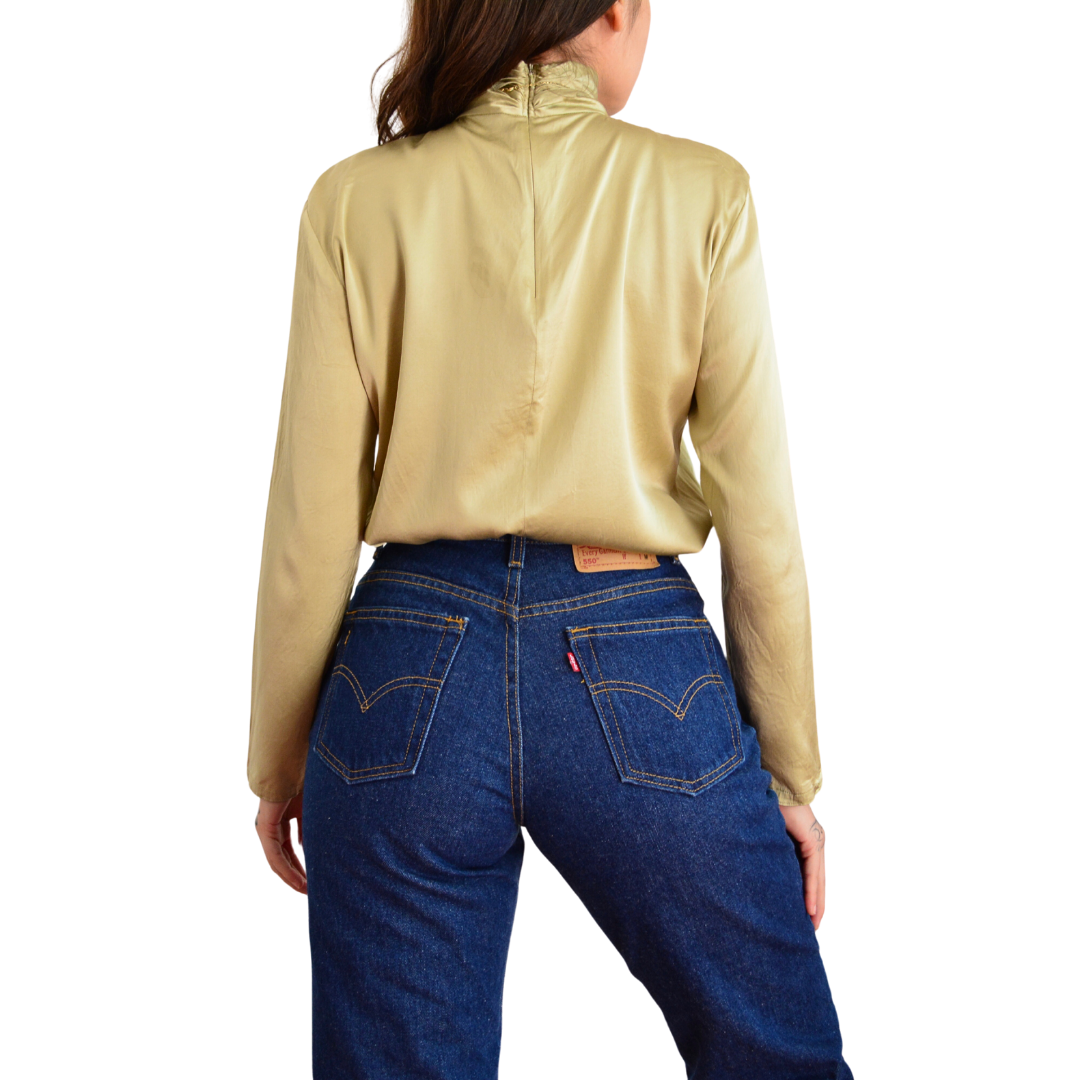 Blusa champagne de seda