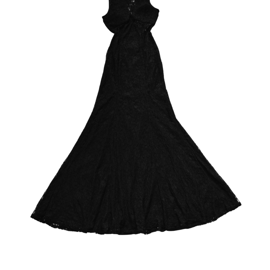 Vestido negro encaje y falda sirena
