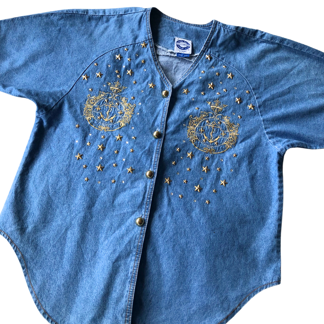 Camisa denim vintage 90s estoperoles