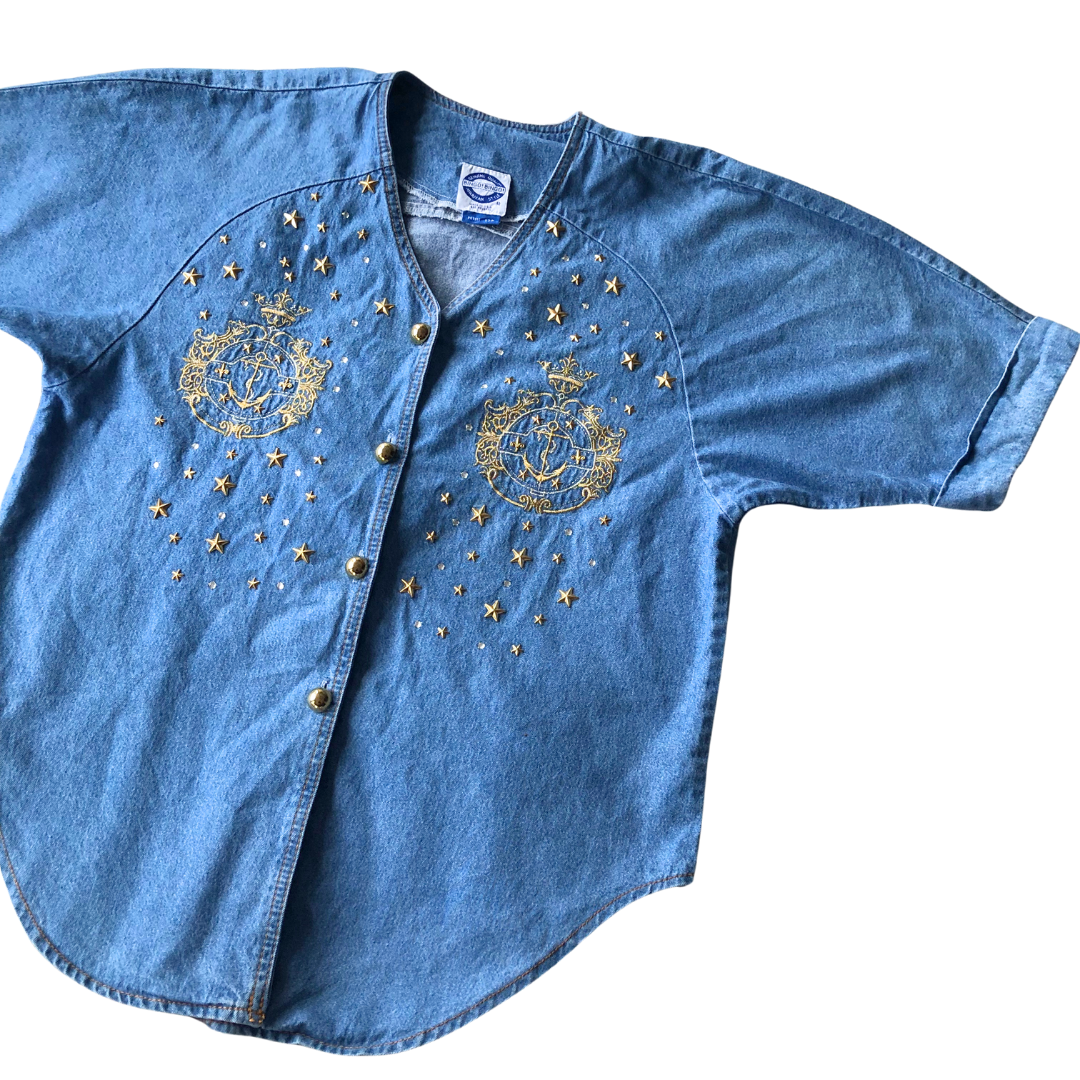 Camisa denim vintage 90s estoperoles
