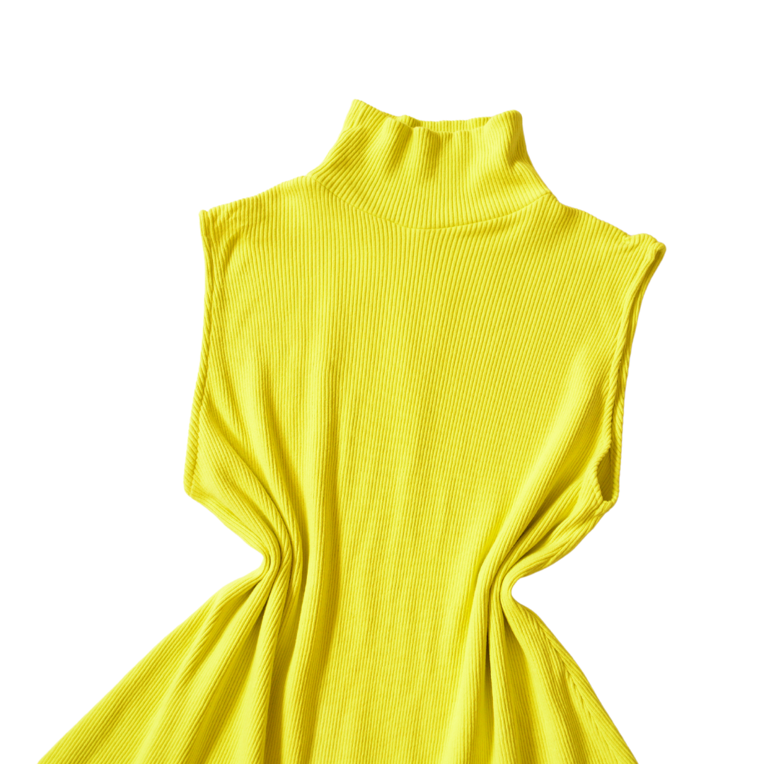 Vestido amarillo knit cuello alto