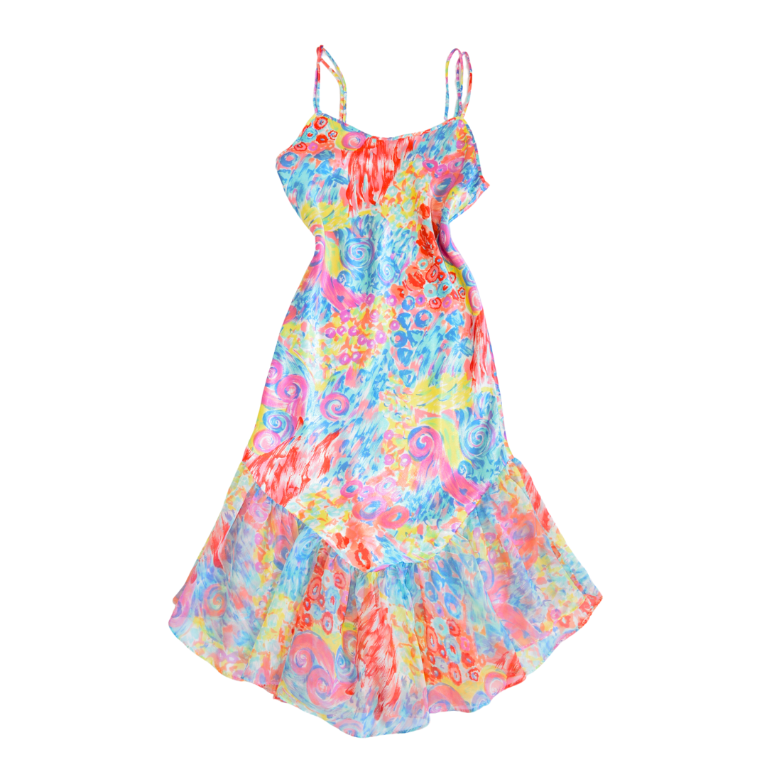 Vestido satinado con pinceladas