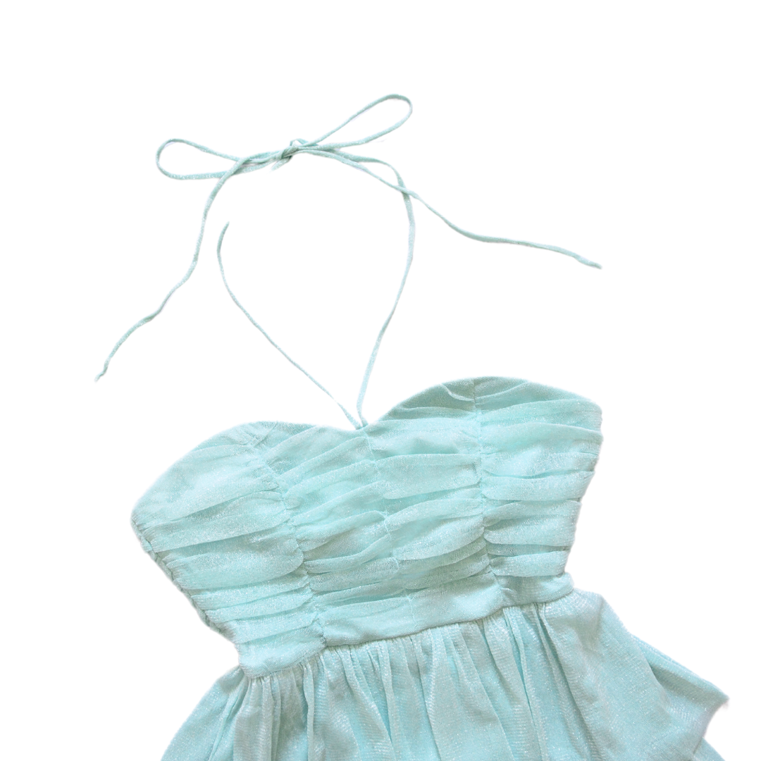Vestido azul aqua de glitter