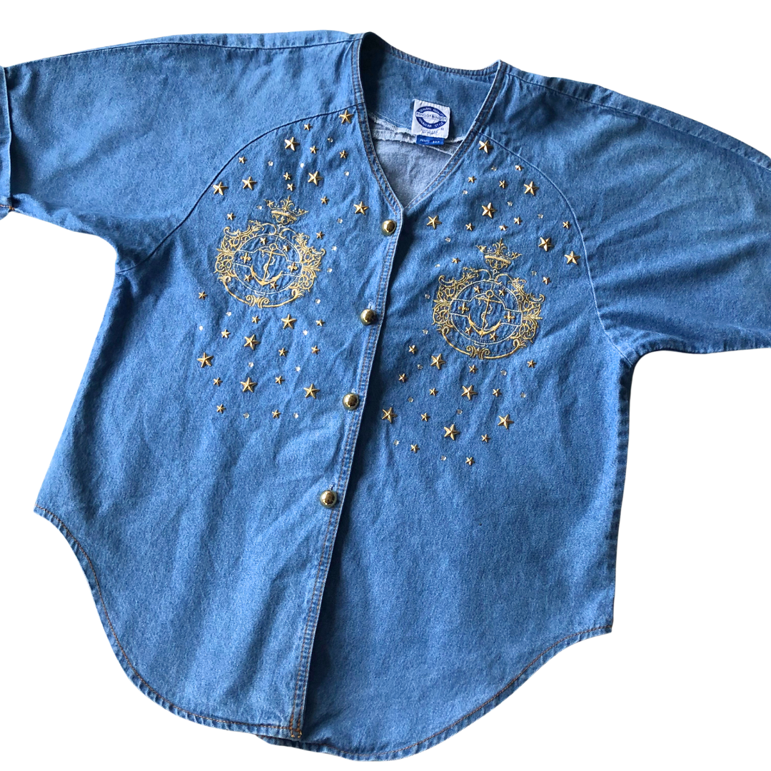 Camisa denim vintage 90s estoperoles