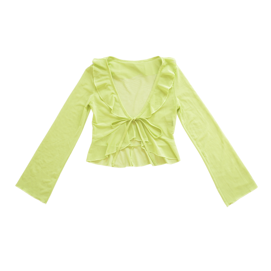 Blusa verde limón mesh con listón