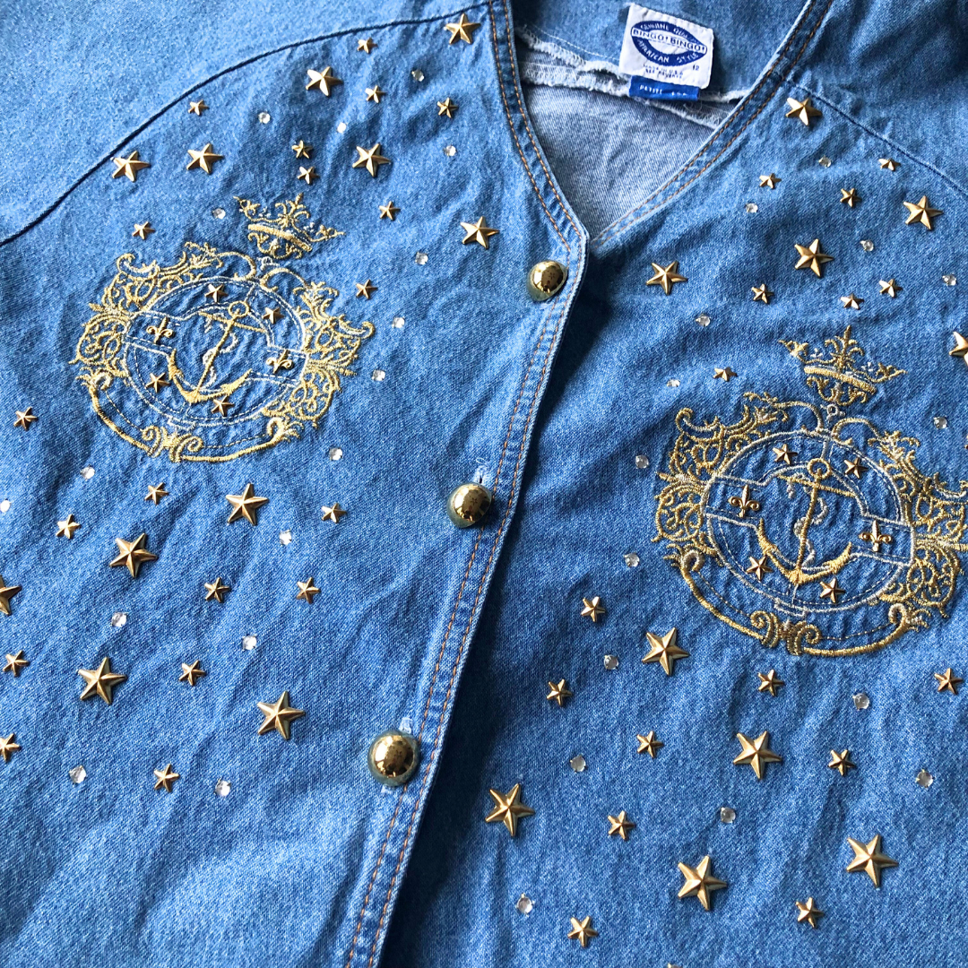 Camisa denim vintage 90s estoperoles