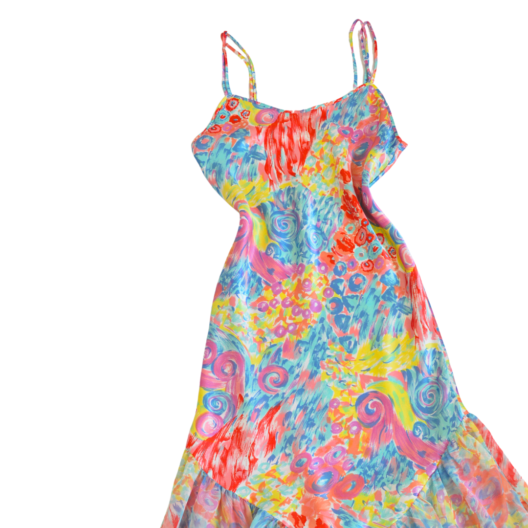 Vestido satinado con pinceladas