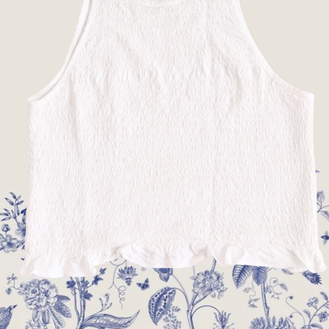 Top blanco fruncido