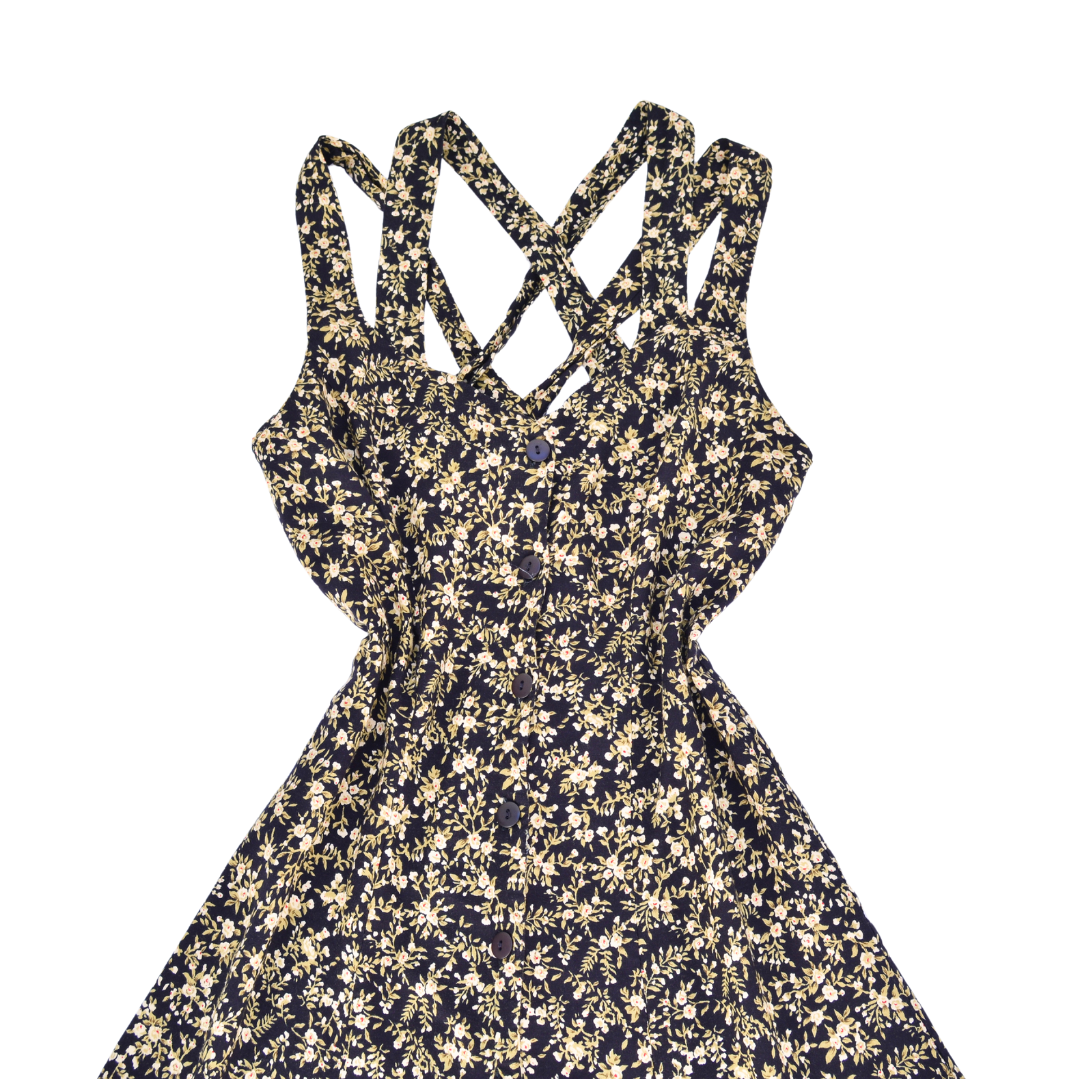 Vestido midi floreado de botones
