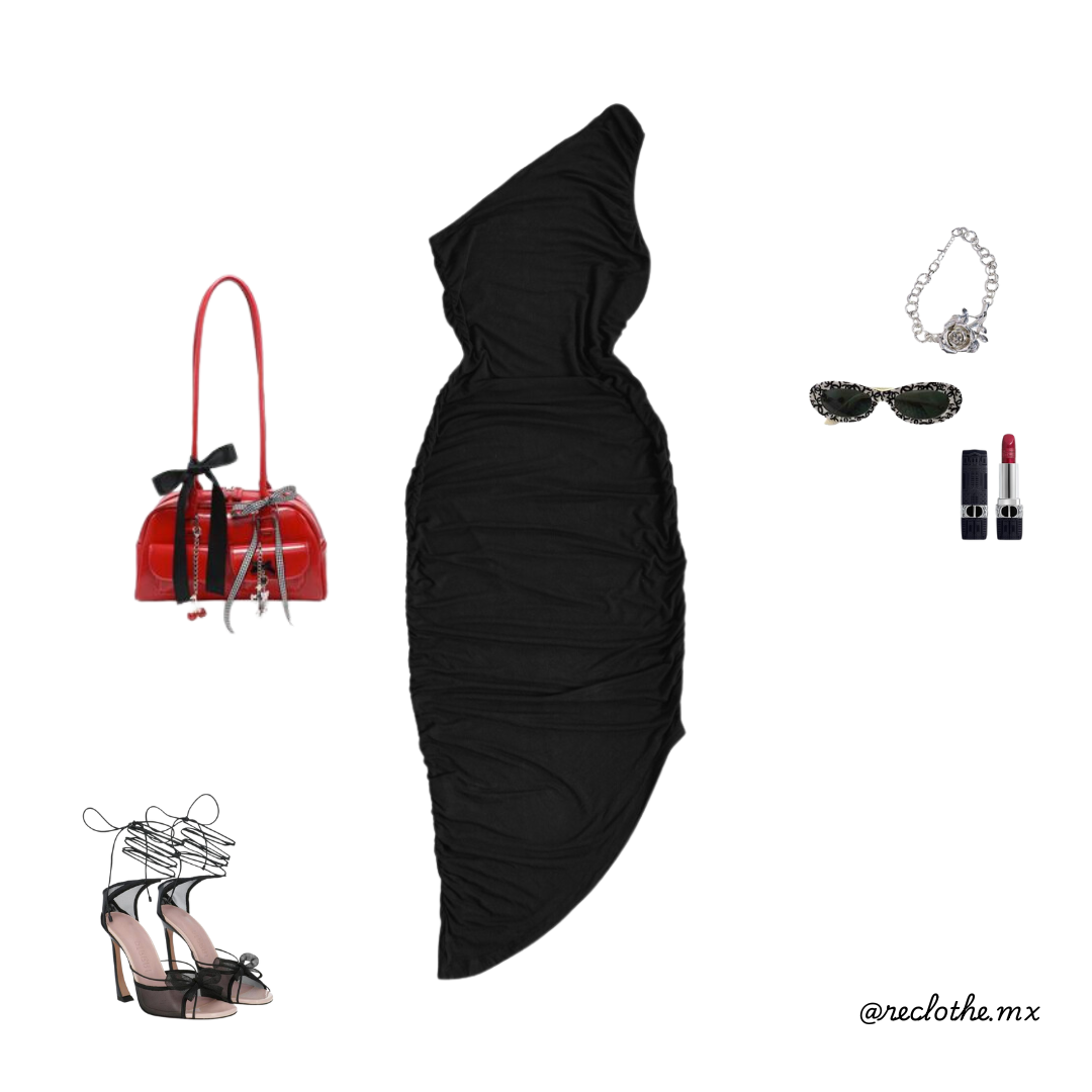 Vestido negro drappeado