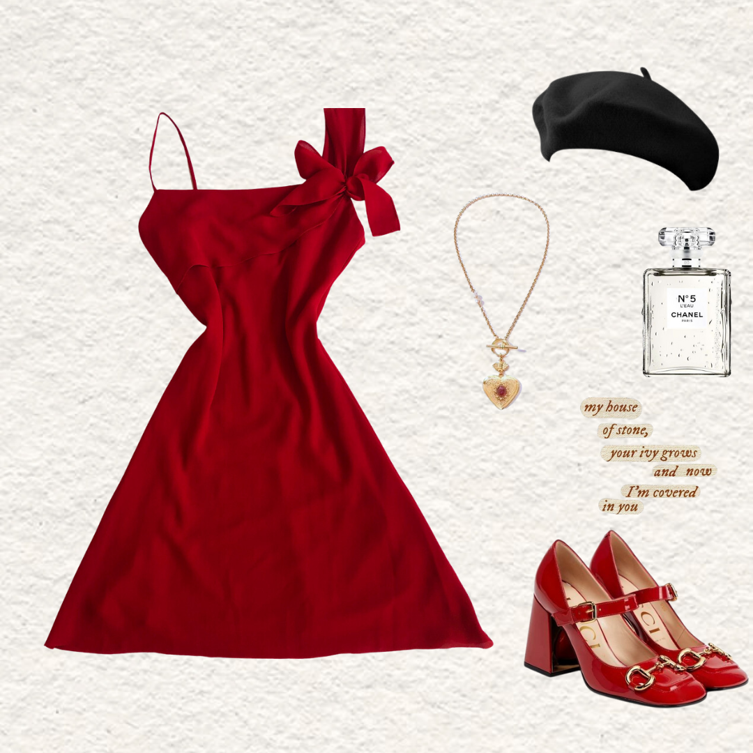 Vestido rojo con moño