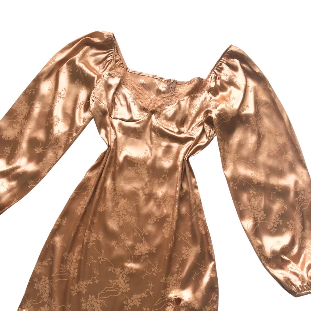 Vestido satinado café