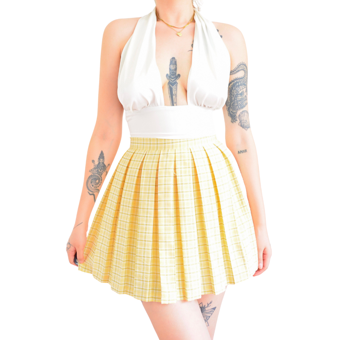 Falda plisada amarillo baby plaid