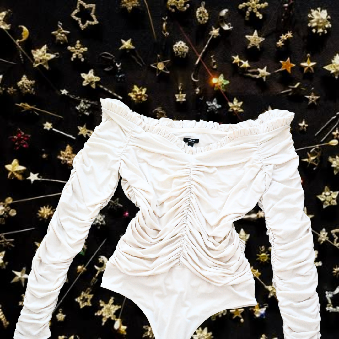 Bodysuit beige drappeado