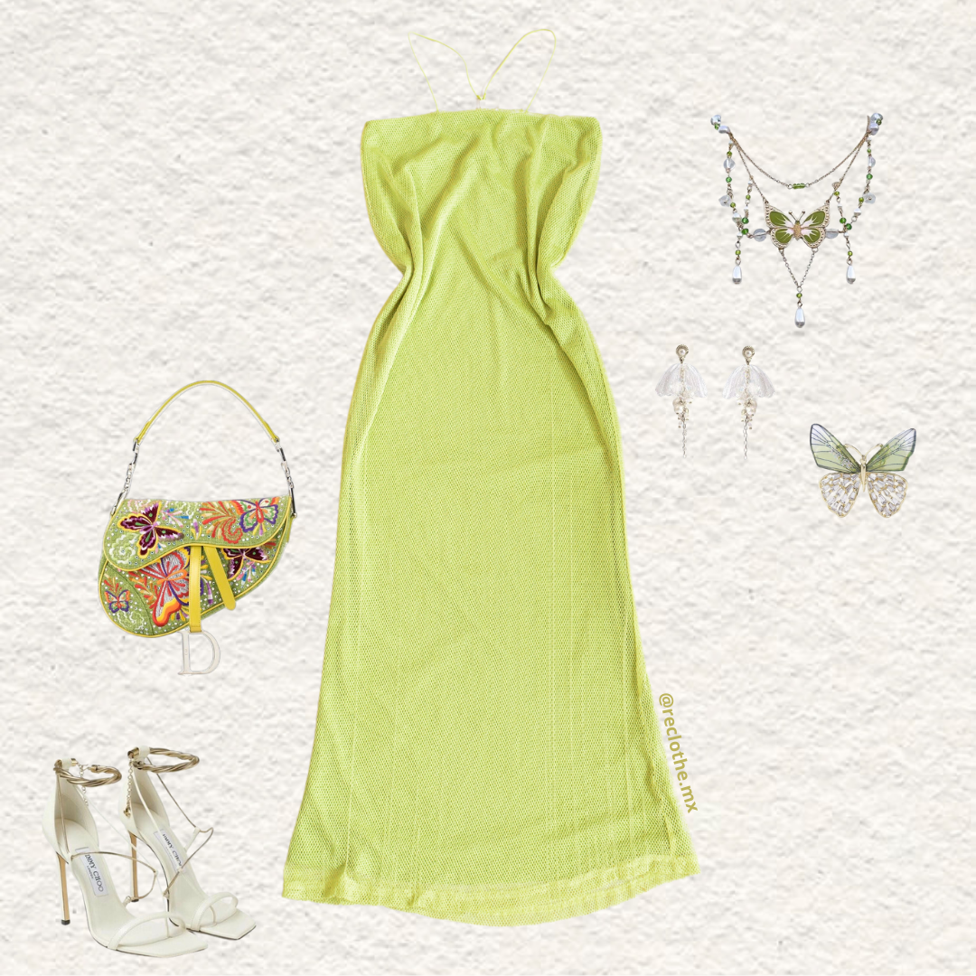 Vestido verde de malla mesh
