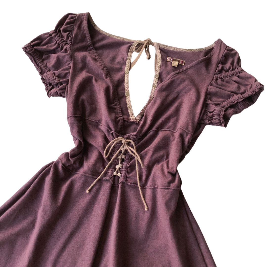 Vestido purpura cierre corset