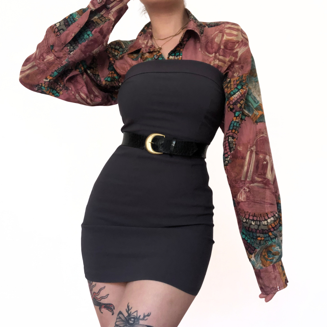 Vestido gris entallado