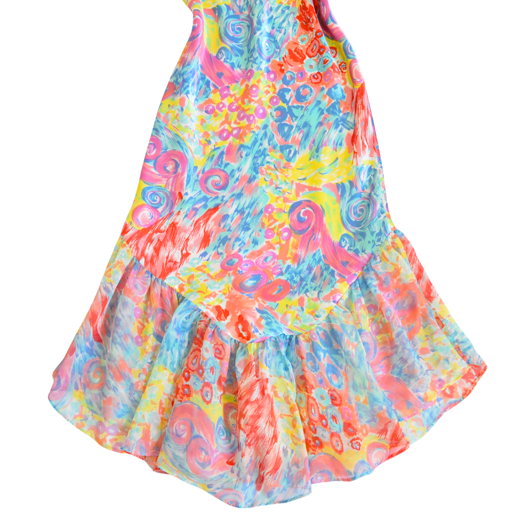 Vestido satinado con pinceladas