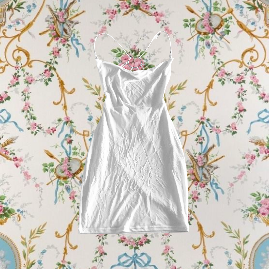 Vestido blanco escote cruzado