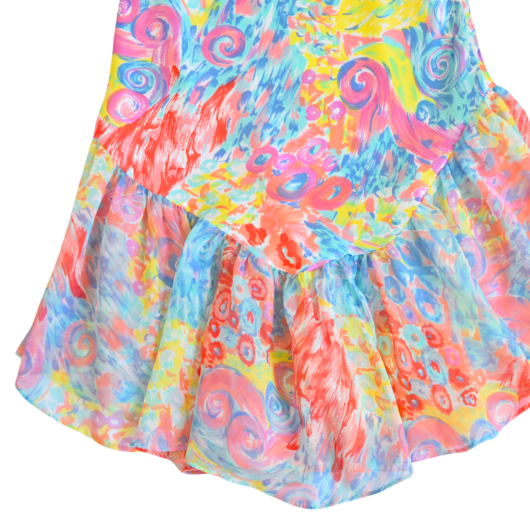 Vestido satinado con pinceladas