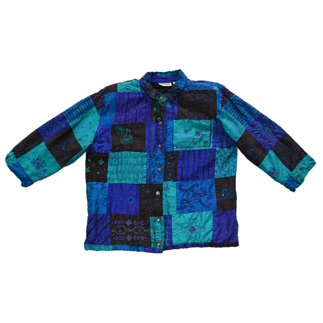 Blusa vintage azul de seda