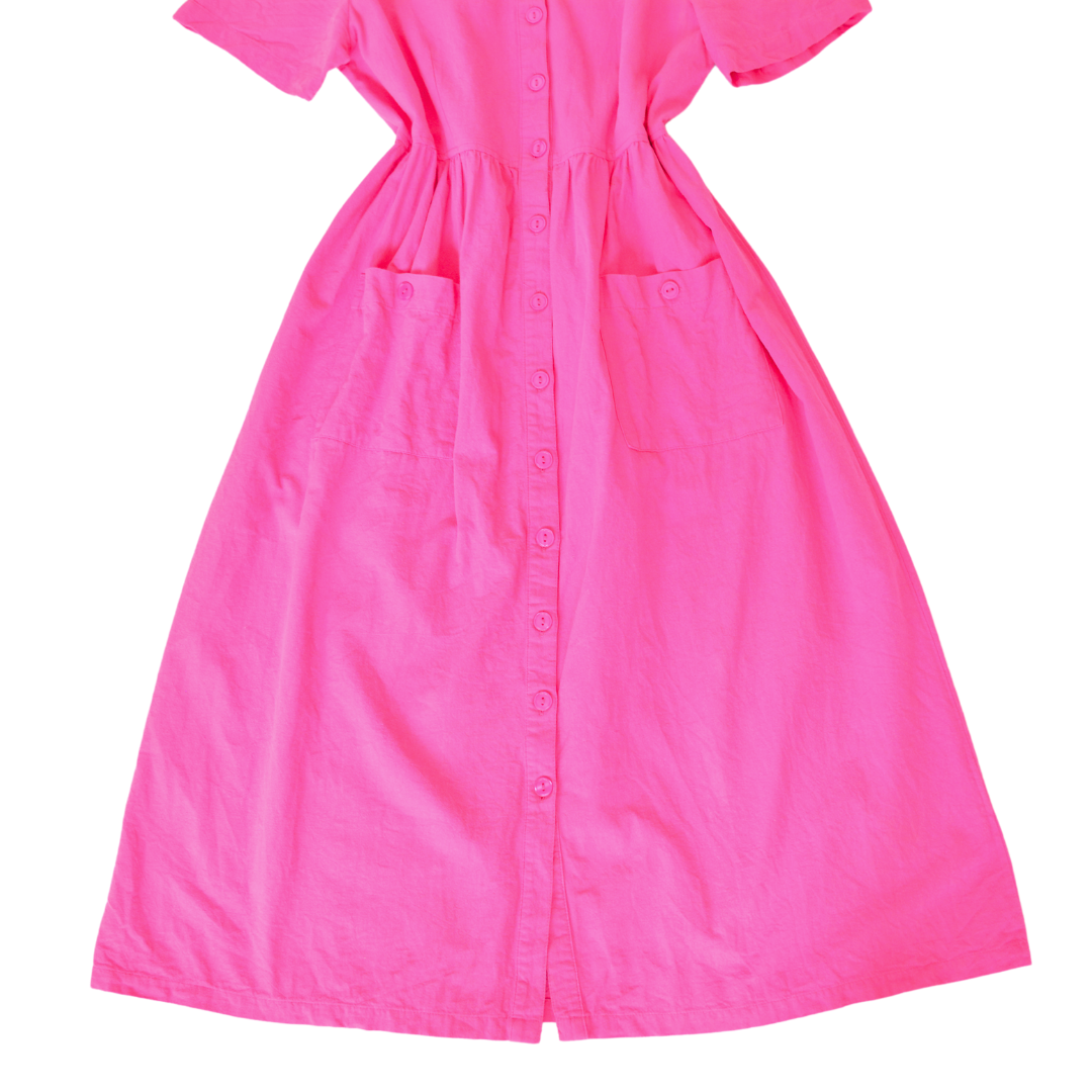 Vestido midi rosa de botones