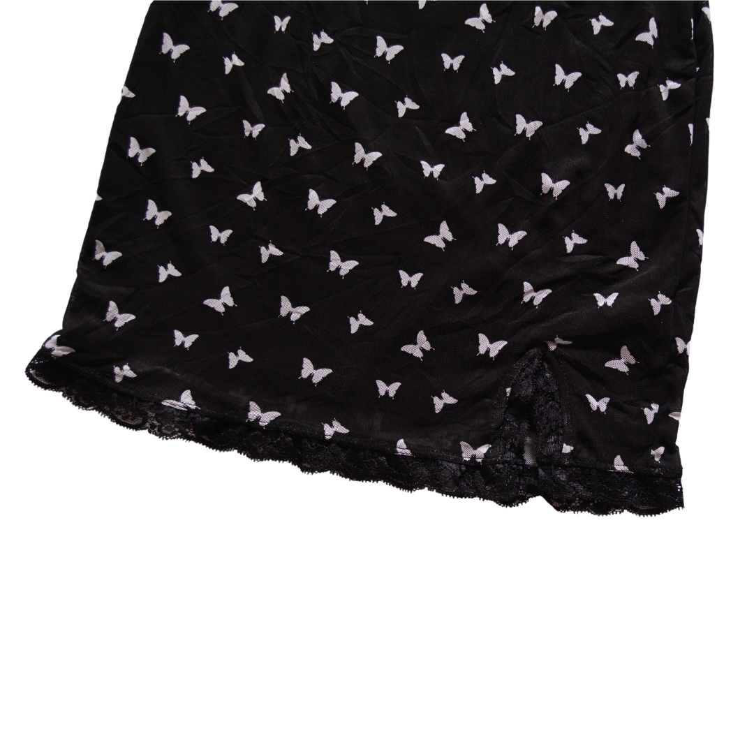 Vestido negro mesh con mariposas