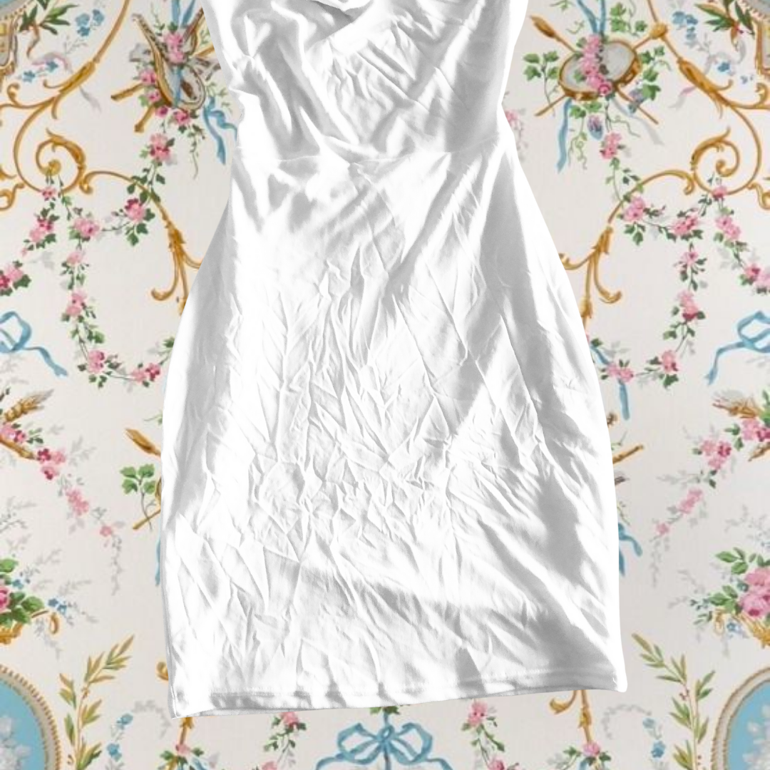 Vestido blanco escote cruzado