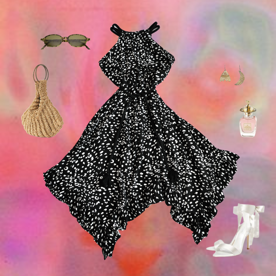 Vestido negro polka dots