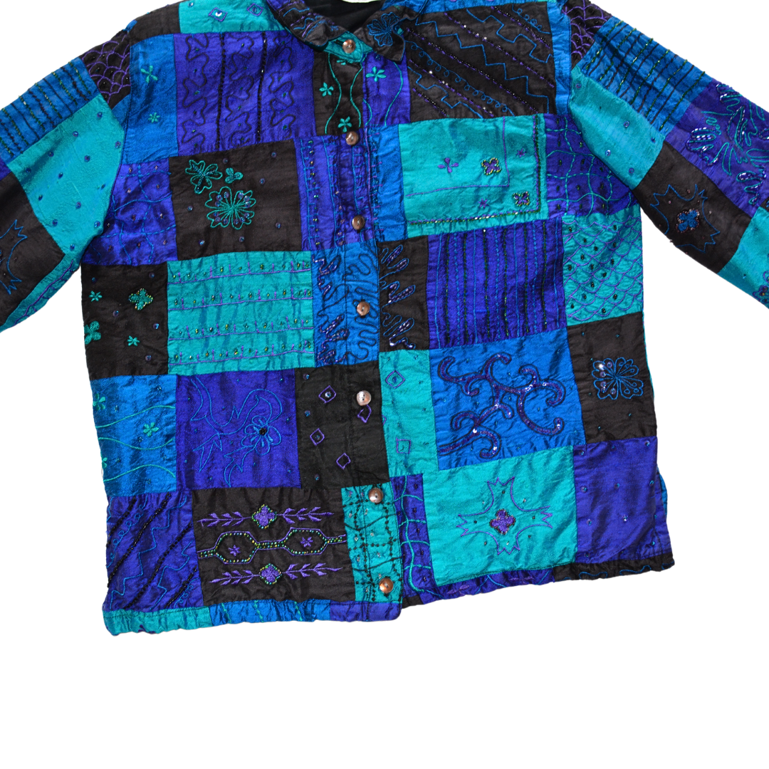 Blusa vintage azul de seda