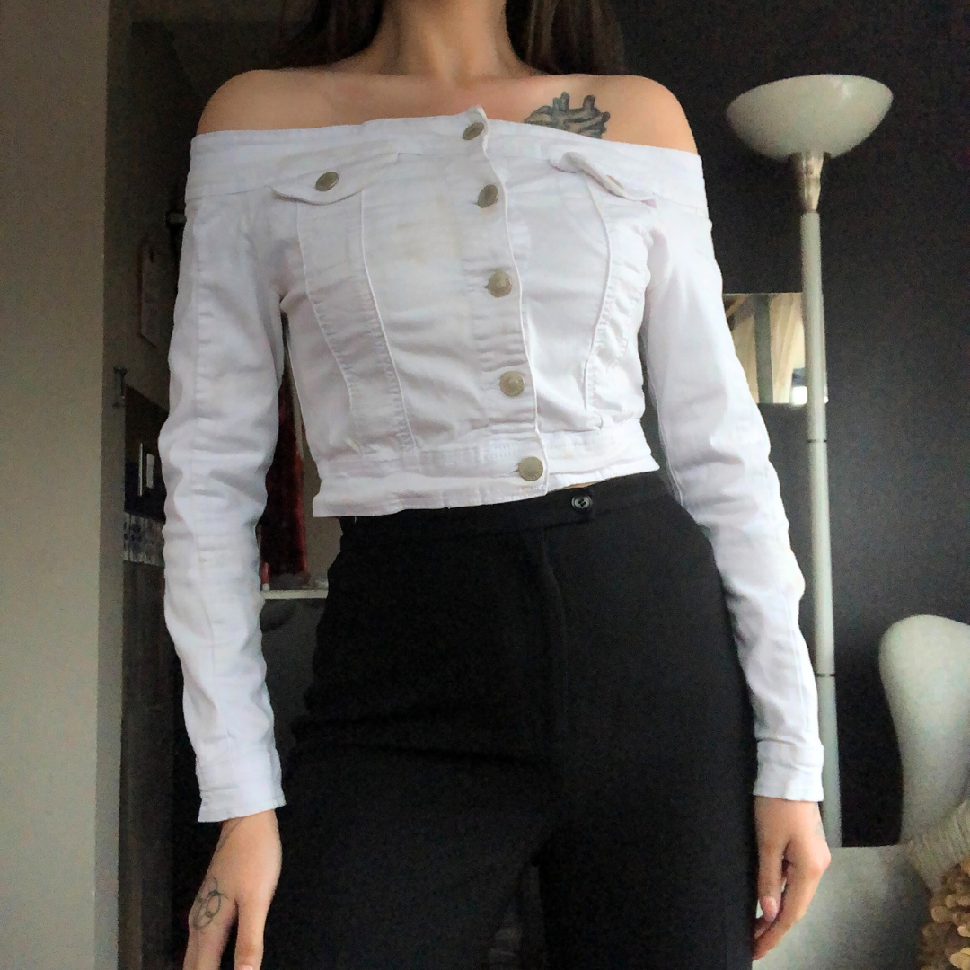 Blusa denim tipo chamarra