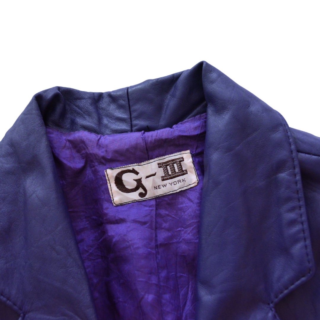 Gabardina vintage morada de cuero