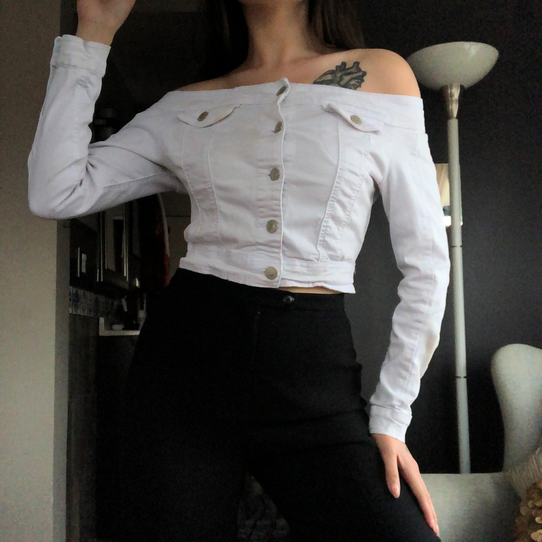 Blusa denim tipo chamarra