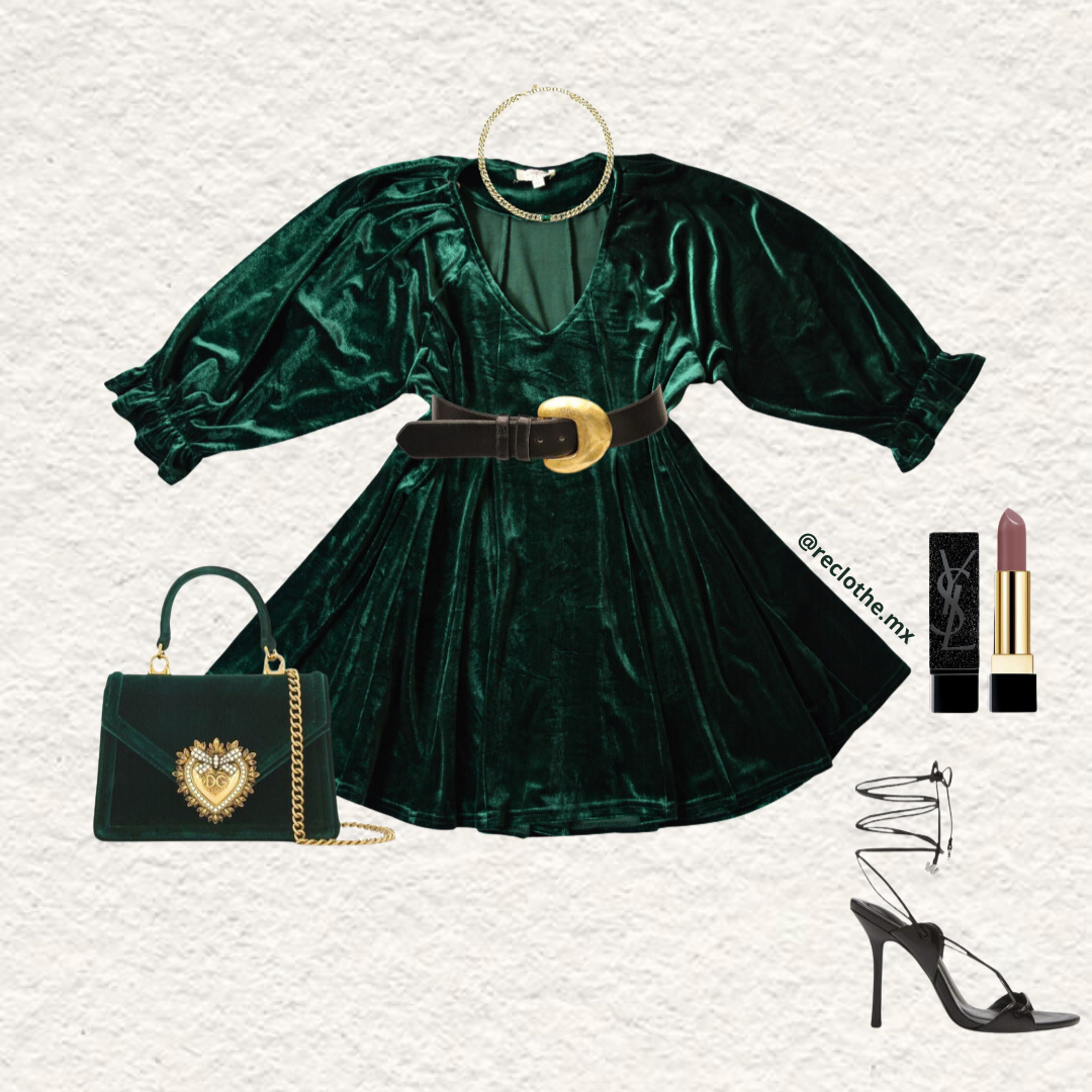 Vestido verde de terciopelo