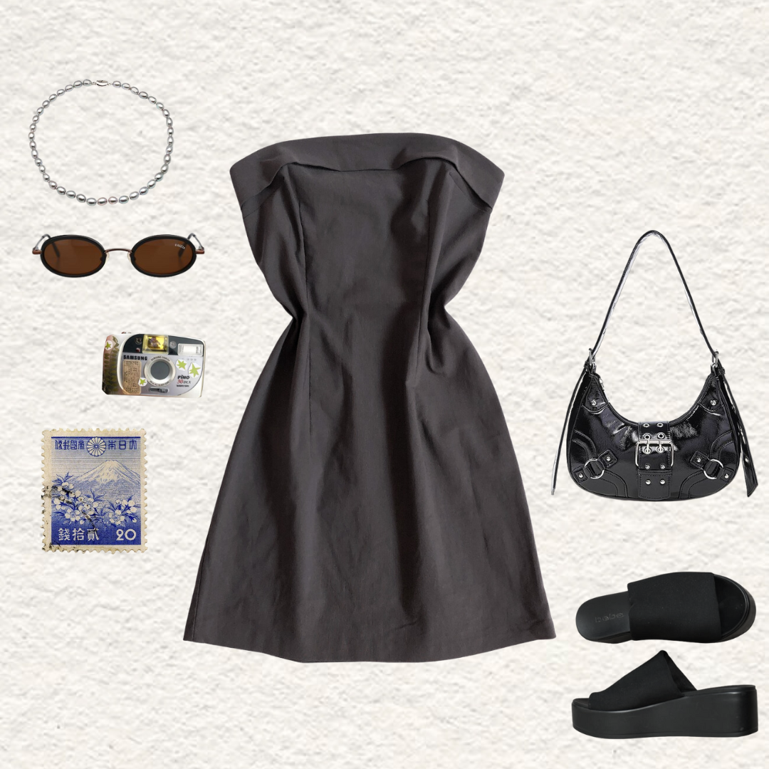 Vestido gris entallado