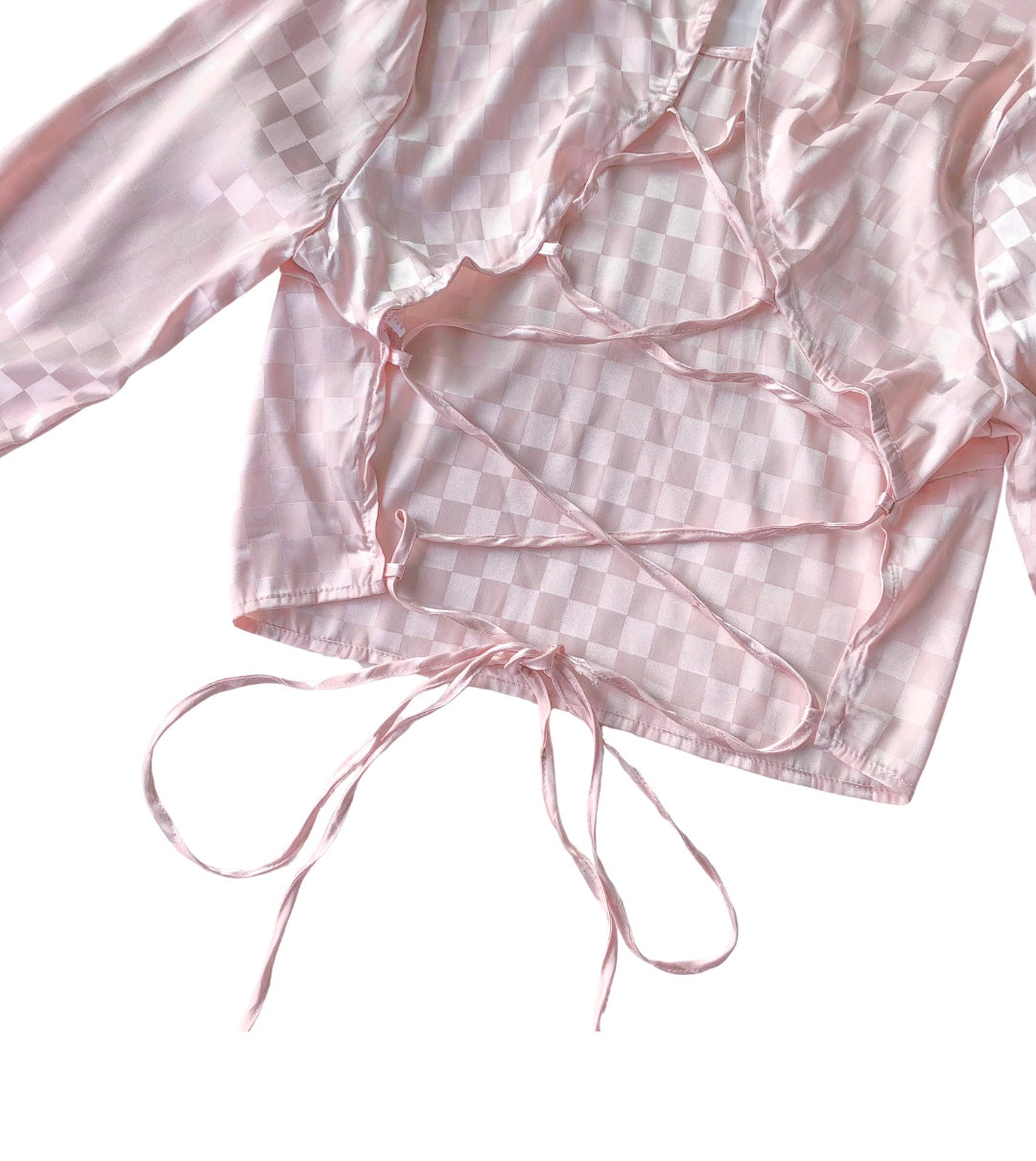 Blusa rosa pastel satin escote cruzado