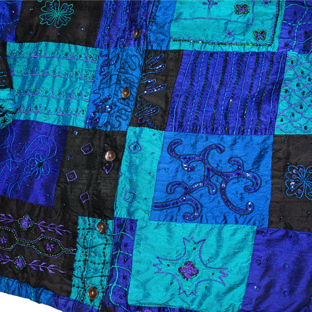 Blusa vintage azul de seda