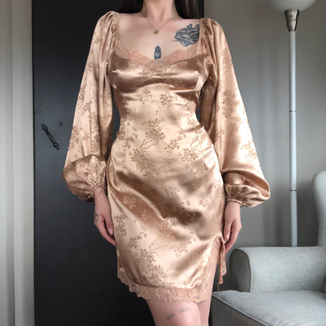 Vestido satinado café