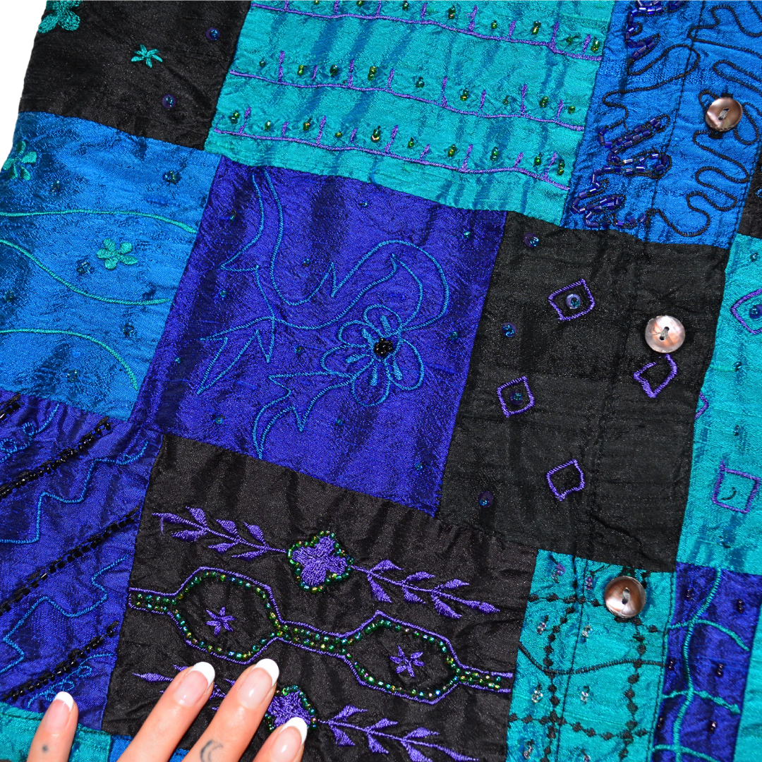 Blusa vintage azul de seda