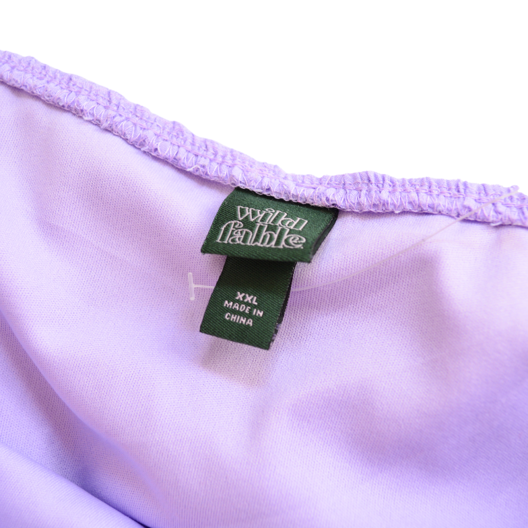Vestido morado claro con holanes