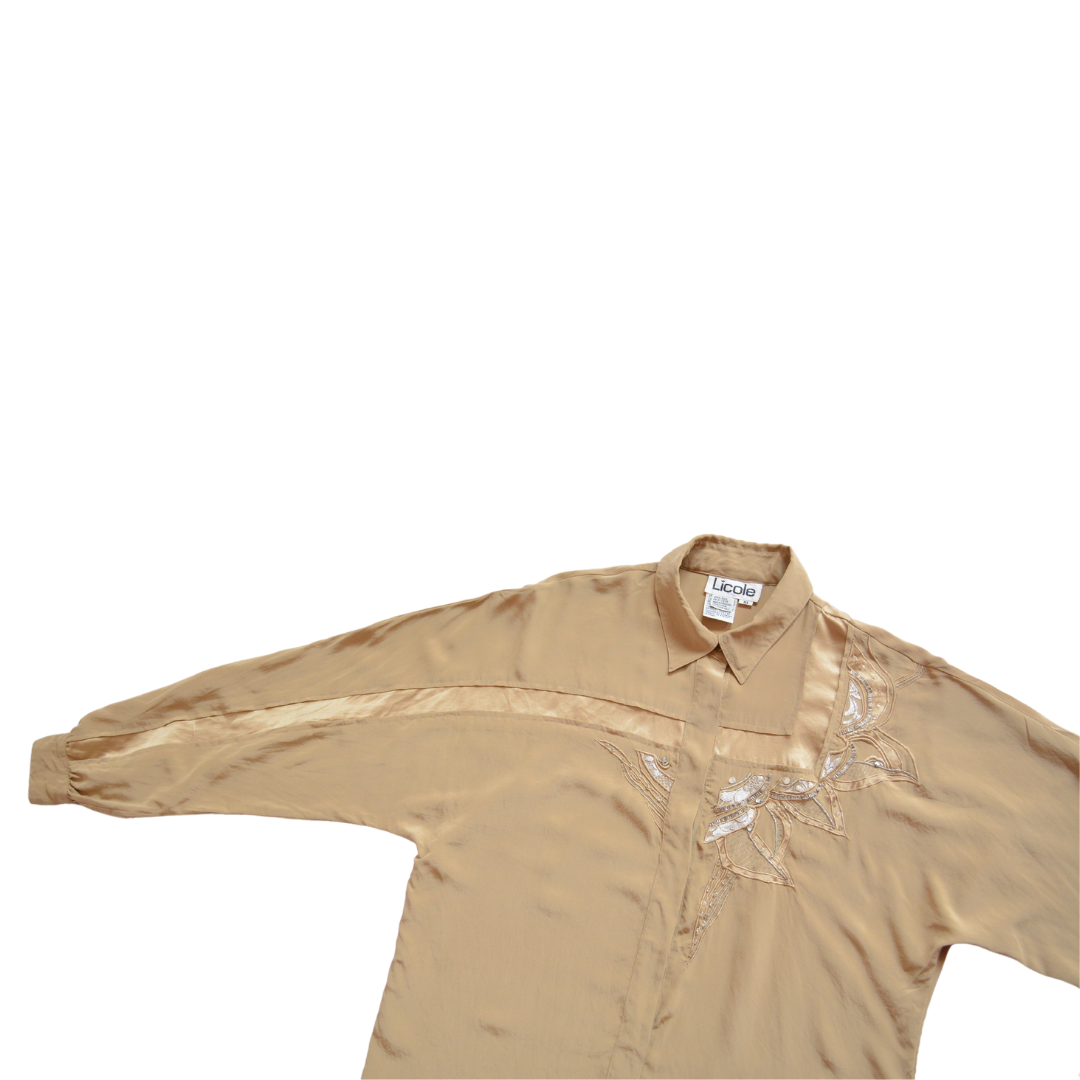 Blusa vintage de seda con bordado