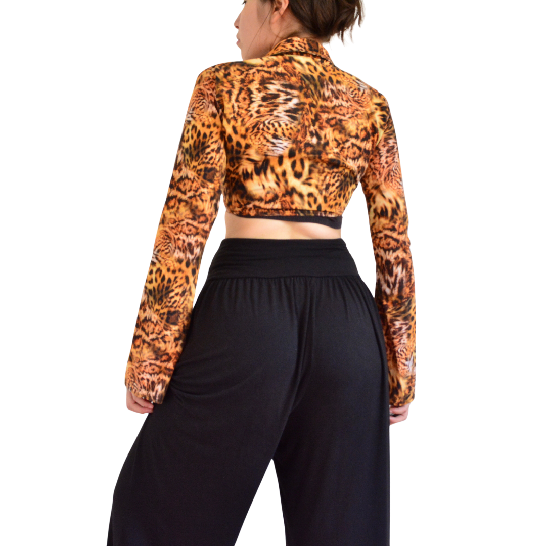 Blazer crop animal print