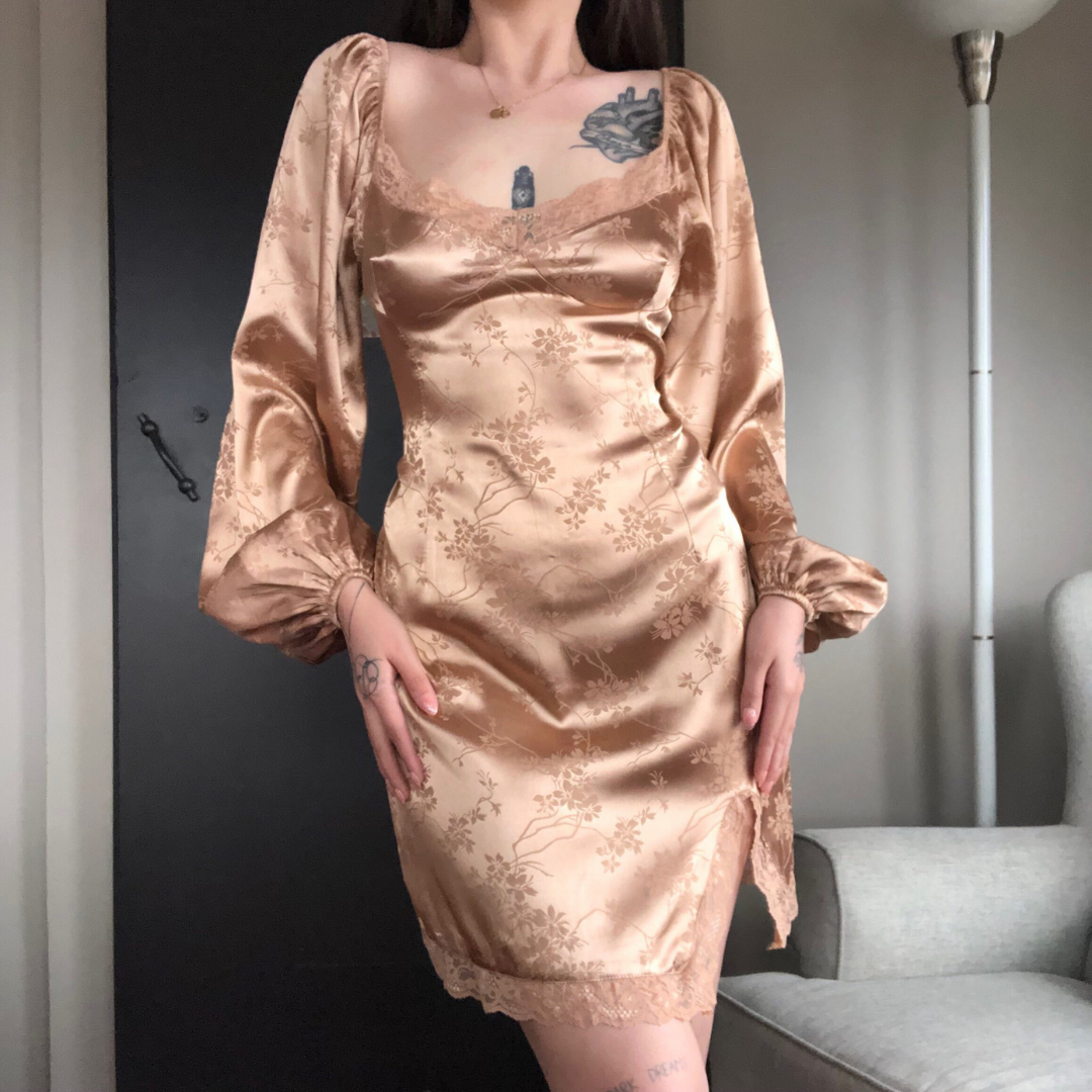 Vestido satinado café